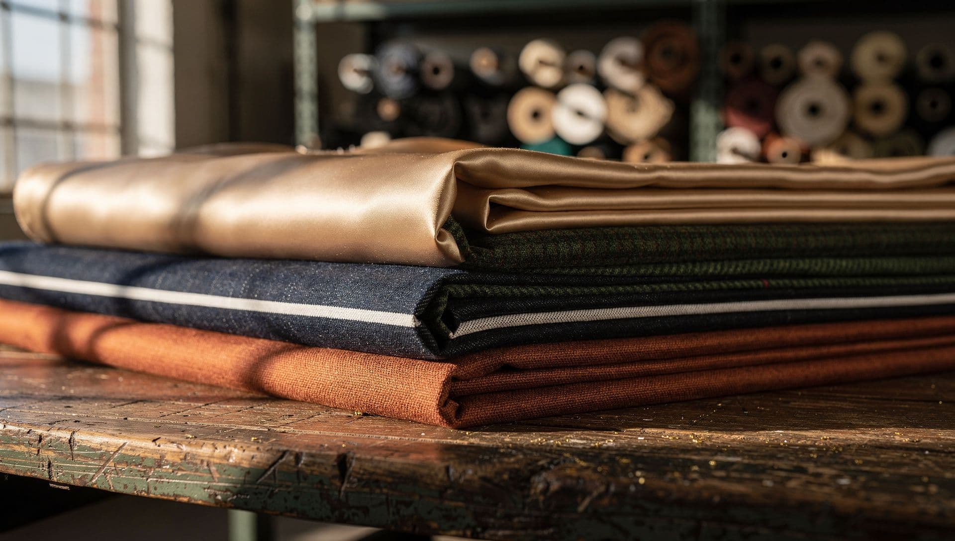 Premium fabric rolls in factory setting